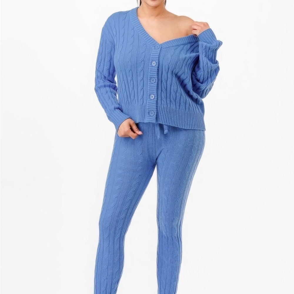 Cable Sweater Cardigan 2pc Set